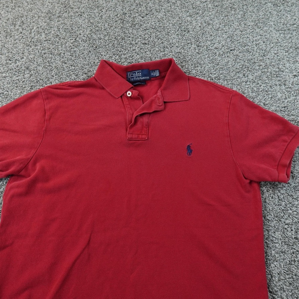 VTG Ralph Lauren Polo Shirt Mens M Red Pony Custom Fit Short Sleeve Golf Preppy